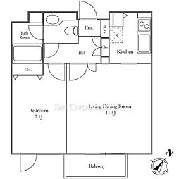 参宮橋マンション 1LDKの間取図画像