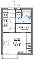 レオパレスクレイン 2階1Kの間取り