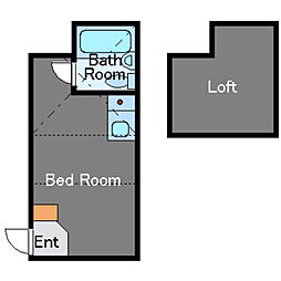 カルタス21駒場東大前 2階ワンルームの間取り