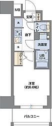 Osaka Metro谷町線 谷町六丁目駅 徒歩1分の賃貸マンション 11階1Kの間取り
