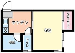 清和ハイム 1Kの間取図画像