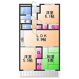 パン・リーヴル 3DKの間取図画像