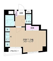 都営大江戸線 豊島園駅 徒歩9分の賃貸マンション 4階ワンルームの間取り