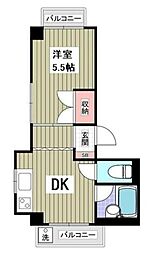 三興ハイツ 1DKの間取図画像