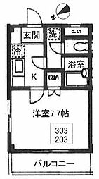 オピュレ横浜 1Kの間取図画像