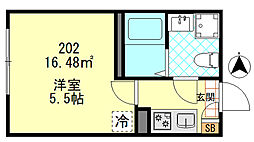 仮称矢口渡新築10世帯 1Kの間取図画像