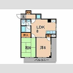 ノースフィルド田中 3階2LDKの間取り