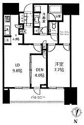 東京メトロ千代田線 赤坂駅 徒歩5分の賃貸マンション 17階1LDKの間取り