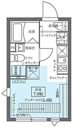 ココキューブ北千住 1階ワンルームの間取り