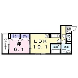 南海線 和歌山市駅 徒歩10分の賃貸アパート 2階1LDKの間取り