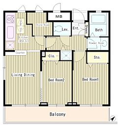 スクエア赤塚 1階2LDKの間取り