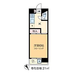 古谷マンション 4階1Kの間取り