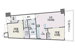 アイランドシティインフィニガーデンE棟 2LDKの間取図画像