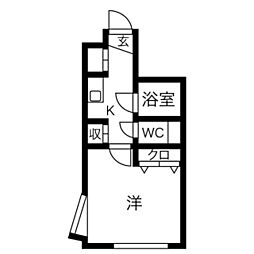 ドマーニ百道東 1Kの間取図画像