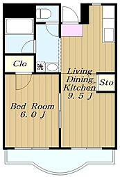 グリーンプラザ御園III 3階1LDKの間取り