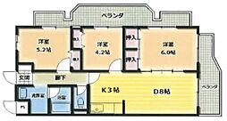 パークサイドテラス千人町 3DKの間取図画像