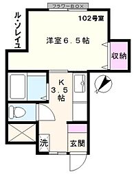 ル・ソレイユ 1Kの間取図画像