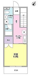 サンライズヒルズT.B 1階1Kの間取り