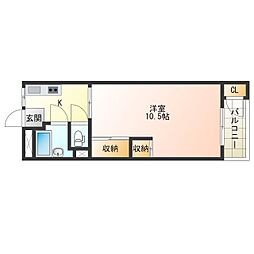 JR桜島線(ゆめ咲線) 桜島駅 徒歩9分の賃貸マンション 1階1Kの間取り