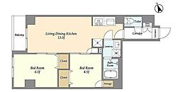 アルファコート町屋 3階2LDKの間取り