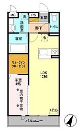 ロイジェントパークスレイクタウン G 3階1LDKの間取り