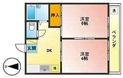 エステート田園E 2DKの間取図画像