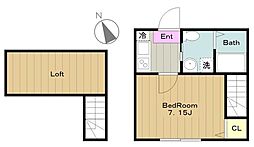 ラ・ルーチェ 2階1Kの間取り