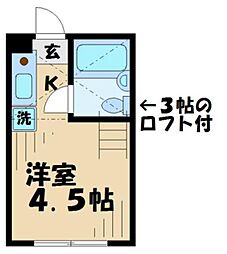 KTコーポラス ワンルームの間取図画像
