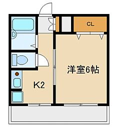 平井ビル 3階1Kの間取り