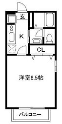 フォンティーヌ・シャンテ 1Kの間取図画像