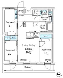 プライムブリス中野富士見町I 3階3LDKの間取り
