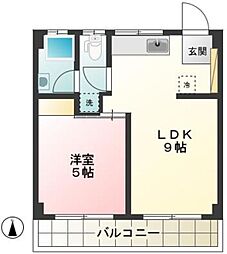 堤マンション 1LDKの間取図画像
