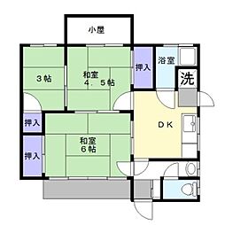 ラクールハウス原田I 1階3DKの間取り