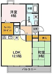 ウエストシティVI 3階2LDKの間取り