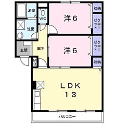 アーバンハウス鴨川 2LDKの間取図画像