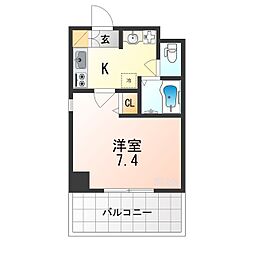 BelleVille千本今出川 2階1Kの間取り