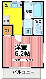 ドリーム八雲 1階1Kの間取り