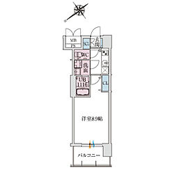 スプランディッド堺東III 1Kの間取図画像