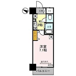 ユニスペースコープイサム 7階1Kの間取り