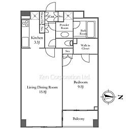 カスタリア高輪 8階1LDKの間取り