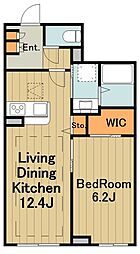 ル・ヴァンヴェール 1階1LDKの間取り