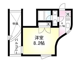 corte 4階1Kの間取り