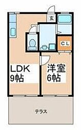 西脇ハイム 1階1LDKの間取り