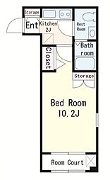 La・plage神宮 3階1Kの間取り