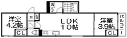 D porta annex 2LDKの間取図画像