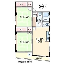 藤永ビル 3階2LDKの間取り