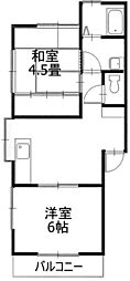 ハイツメグミ 2DKの間取図画像