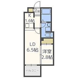 グランフォーレプライム西公園 1LDKの間取図画像