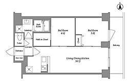 KDXレジデンス上板橋 7階2LDKの間取り