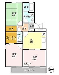 ロイヤルシャトー金子 2階3DKの間取り